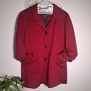 Tommy Hilfiger Women's Rich Burgundy Pea Coat